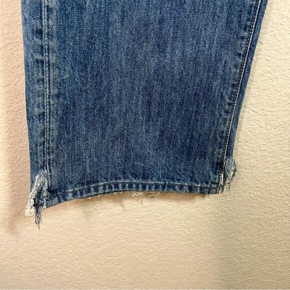 7 For All Mankind Blue Austyn Fringe Slit Cotton Straight Leg Jeans Mens Size 32 - Picture 7 of 11